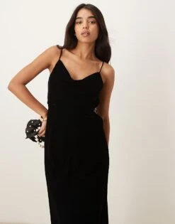 Nobody's Child Trixie Velvet Cami Midi Dress In Black For Women -Nobody’s Child Shop 207332670 3