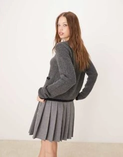 Nobody's Child Boucle Crew Neck Cardigan In Grey For Women -Nobody’s Child Shop 207332678 2
