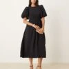 Nobody's Child Thora Puff Sleeve Midi Dress In Black For Women