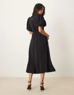 Nobody's Child Thora Puff Sleeve Midi Dress In Black For Women -Nobody’s Child Shop 207332697 4