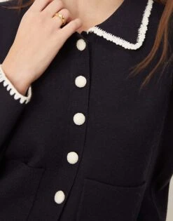 Nobody's Child Knitted Cardigan With Collar And Contrast Trim In Blue For Women -Nobody’s Child Shop 207411145 3