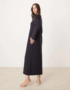 Nobody's Child Long Sleeve Knitted Midaxi Dress In Navy For Women Blue -Nobody’s Child Shop 207411157 4