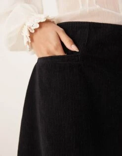 Nobody's Child Sofia Wrap Front Mini Cord Skirt In Black For Women -Nobody’s Child Shop 207411311 5