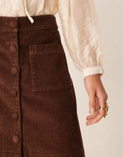 Nobody's Child Lyon Cord Mini Skirt With Button Front In Brown For Women -Nobody’s Child Shop 207411336 3