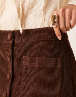 Nobody's Child Lyon Cord Mini Skirt With Button Front In Brown For Women -Nobody’s Child Shop 207411336 4