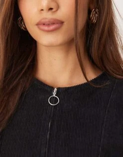 Nobody's Child Highgate Cord Mini Dress With Zip Detail In Black For Women -Nobody’s Child Shop 207411357 3