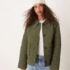 Nobody's Child Collared Quilted Jacket In Khaki For Women -Nobody’s Child Shop 207557422 1 khaki