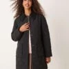 Nobody's Child Longline Collared Quilted Jacket In Black For Women -Nobody’s Child Shop 207557423 1 black