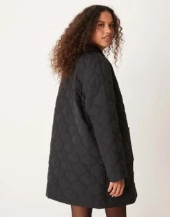 Nobody's Child Longline Collared Quilted Jacket In Black For Women -Nobody’s Child Shop 207557423 4