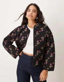 Nobody's Child Reversible Quilted Jacket In Floral Print For Women Multi Floral