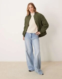 Nobody's Child Bailey Bomber Jacket In Khaki For Women -Nobody’s Child Shop 207557452 3