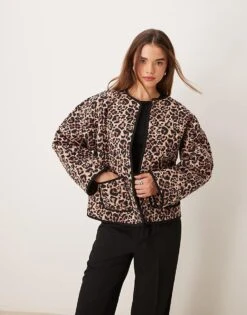 Nobody's Child Quilted Jacket In Leopard Print For Women