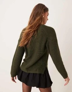 Nobody's Child Boxy Button V Neck Cardigan In Khaki For Women -Nobody’s Child Shop 207557463 3