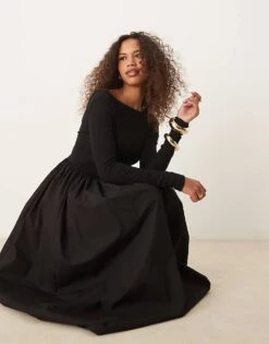 Nobody's Child Penni Boat Neck Midi Dress In Black For Women -Nobody’s Child Shop 207609187 3