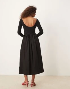 Nobody's Child Penni Boat Neck Midi Dress In Black For Women -Nobody’s Child Shop 207609187 4