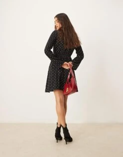 Nobody's Child Lydia Mini Dress In Black And White Spot For Women -Nobody’s Child Shop 207626471 3