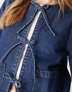 Nobody's Child Arlington Denim Jacket With Tie Front In Blue For Women -Nobody’s Child Shop 207626472 3