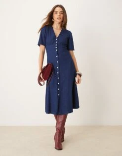 Nobody's Child Alexa Denim Midi Dress In Dark Blue For Women