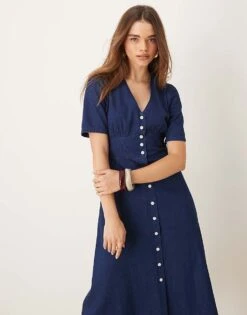 Nobody's Child Alexa Denim Midi Dress In Dark Blue For Women -Nobody’s Child Shop 207626473 3