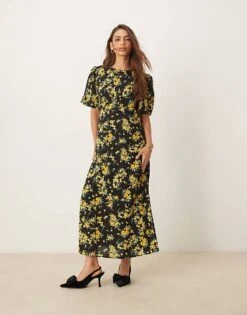 Nobody's Child Benita Midi Dress In Yellow & Black Ditsy Floral For Women Yellow/black -Nobody’s Child Shop 207626517 1 yellowblack 1