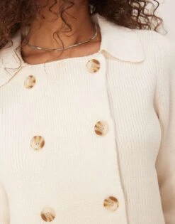Nobody's Child Double Breasted Collar Cardigan In Cream For Women -Nobody’s Child Shop 207626518 3