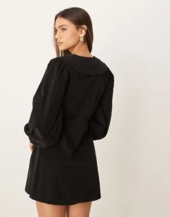 Nobody's Child Primrose Cord Mini Dress With Embroidered Collar In Black For Women -Nobody’s Child Shop 207626519 3