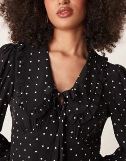 Nobody's Child Otillie Midi Dress In Black And White Spot For Women -Nobody’s Child Shop 207626539 3