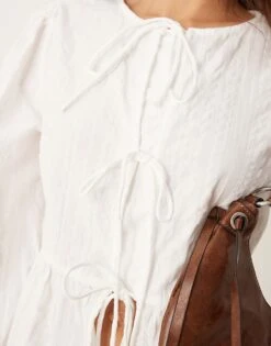 Nobody's Child Bernice Tie Front Blouse In Cream For Women -Nobody’s Child Shop 207626540 3