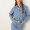 Nobody's Child Galveston Denim Mini Shirt Dress In Light Blue For Women -Nobody’s Child Shop 207626587 1 lightblue