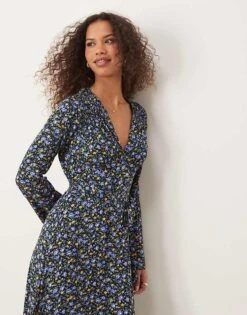 Nobody's Child Lydia Midi Dress In Blue & Yellow Ditsy Floral For Women Blue/yellow -Nobody’s Child Shop 207626588 3