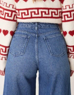 Nobody's Child Palazzo Wide Leg Jeans In Dark Wash For Women -Nobody’s Child Shop 207626627 4