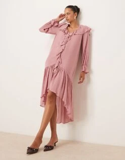 Nobody's Child Koko Sheer Frill Boho Midi Dress In Pale Pink For Women -Nobody’s Child Shop 207786046 1 palepink 1