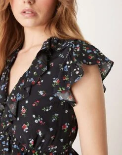 Nobody's Child Suvi Ruffle Midaxi Dress In Black Ditsy For Women -Nobody’s Child Shop 207786047 4