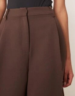 Nobody's Child Pleat Front Bermuda Shorts Co-ord In Dark Brown For Women -Nobody’s Child Shop 207786104 4