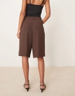 Nobody's Child Pleat Front Bermuda Shorts Co-ord In Dark Brown For Women -Nobody’s Child Shop 207786104 5