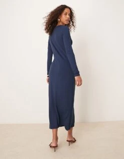 Nobody's Child Dakota Knot Detail Long Sleeve Midi Dress In Navy For Women -Nobody’s Child Shop 207786111 4
