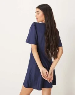 Nobody's Child Faith Mini Tea Dress With Contrast Bow In Navy For Women -Nobody’s Child Shop 207786132 3