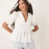 Nobody's Child Poppy Collared Puff Sleeve Blouse In White For Women -Nobody’s Child Shop 207786162 1 white