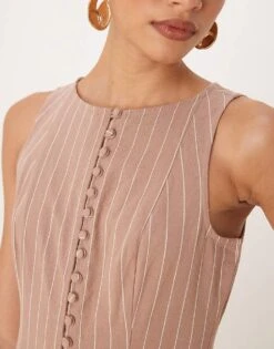 Nobody's Child Claudia Drop Waist Midi Dress In Neutral Stripe For Women -Nobody’s Child Shop 208035201 3