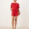 Nobody's Child Jet Linen Shorts Co-ord In Red For Women