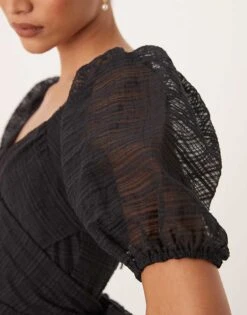 Nobody's Child Sadie Puff Sleeve Midi Dress In Black For Women -Nobody’s Child Shop 208035296 3