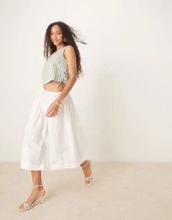 Nobody's Child Verity Tie-side Linen Top In Beige Stripe For Women -Nobody’s Child Shop 208035325 3