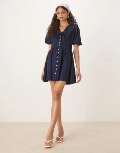 Nobody's Child Birdie Denim Mini Dress In Dark Blue For Women Indigo