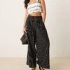 Nobody's Child Jerrow Wide Leg Linen Trousers In Black Stripe For Women
