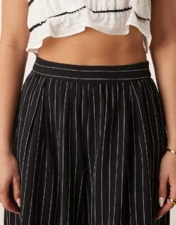 Nobody's Child Jerrow Wide Leg Linen Trousers In Black Stripe For Women -Nobody’s Child Shop 208035406 4