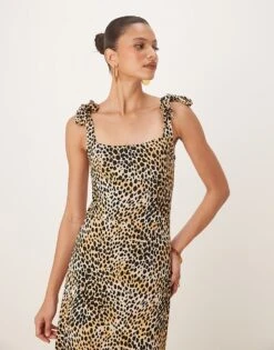 Nobody's Child Adrian Cami Midi Dress In Leopard For Women -Nobody’s Child Shop 208035422 4