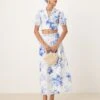 Nobody's Child Madalena A-line Midi Skirt Co-ord In Blue And White -Nobody’s Child Shop 208035453 2