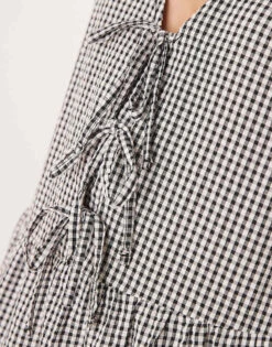 Nobody's Child Bernadetta Midi Dress In Micro Mono Gingham For Women -Nobody’s Child Shop 208035462 4