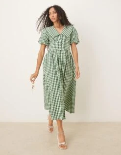 Nobody's Child Birdie Midi Dress In Green Gingham For Women -Nobody’s Child Shop 208035470 1 greengingham 1