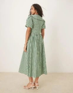 Nobody's Child Birdie Midi Dress In Green Gingham For Women -Nobody’s Child Shop 208035470 3